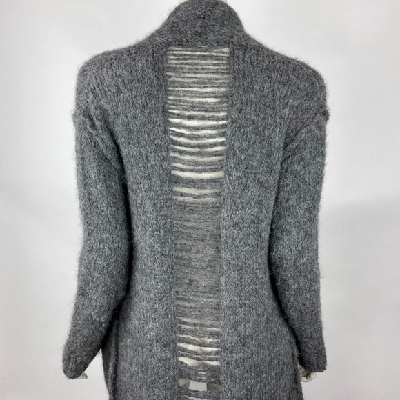 Current/Elliott Slash Pocket Cardigan Open Front Soft Alpaca Cut outs Women 1 S - Picture 12 of 16